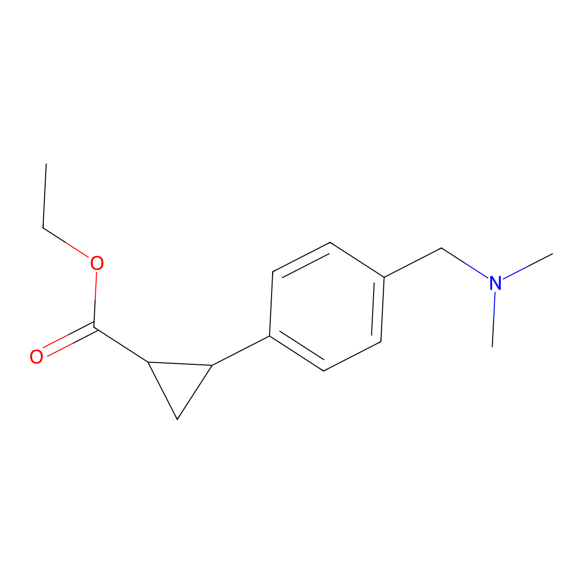 Ethyl 2-(4-((dimethylamino)methyl)phenyl)cyclopropanecarboxylate molecular structure, CAS 2089648-53-1