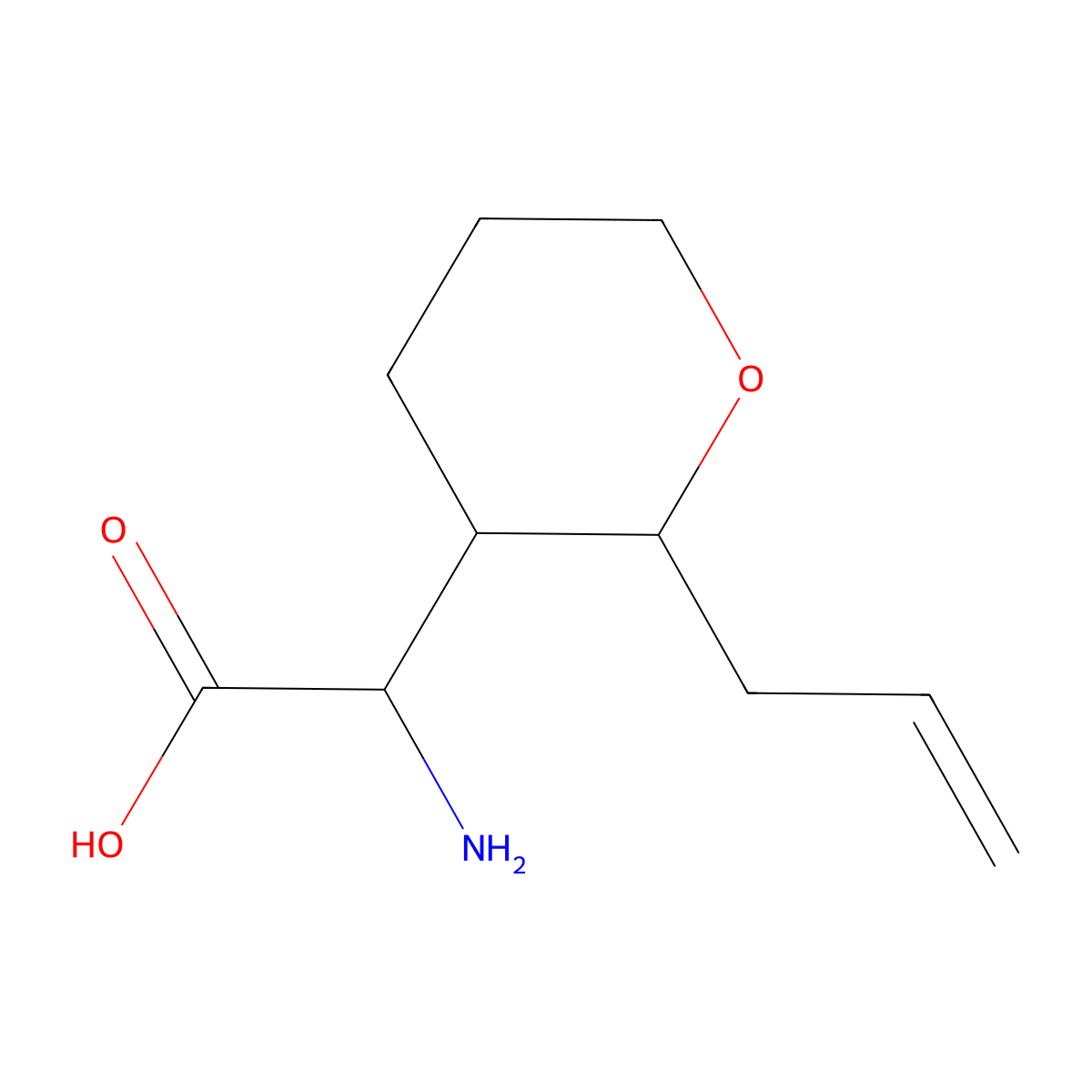 2-(2-Allyltetrahydro-2H-pyran-3-YL)-2-aminoacetic acid molecular structure, CAS 2089648-54-2