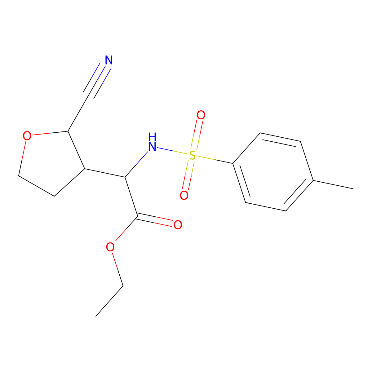 Ethyl 2-(2-cyanotetrahydrofuran-3-YL)-2-((4-methylphenyl)sulfonamido)acetate molecular structure, CAS 2089648-58-6