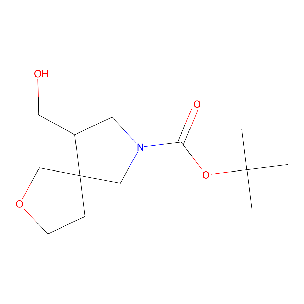 Tert-butyl 9-(hydroxymethyl)-2-oxa-7-azaspiro[4.4]nonane-7-carboxylate molecular structure, CAS 2089648-63-3