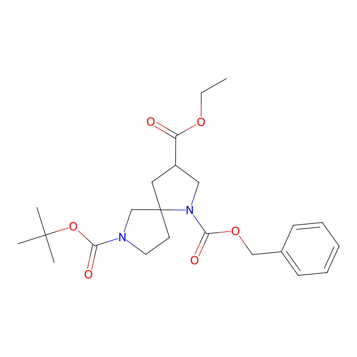 1-Benzyl 7-(tert-butyl) 3-ethyl 1,7-diazaspiro[4.4]nonane-1,3,7-tricarboxylate molecular structure, CAS 2089648-65-5