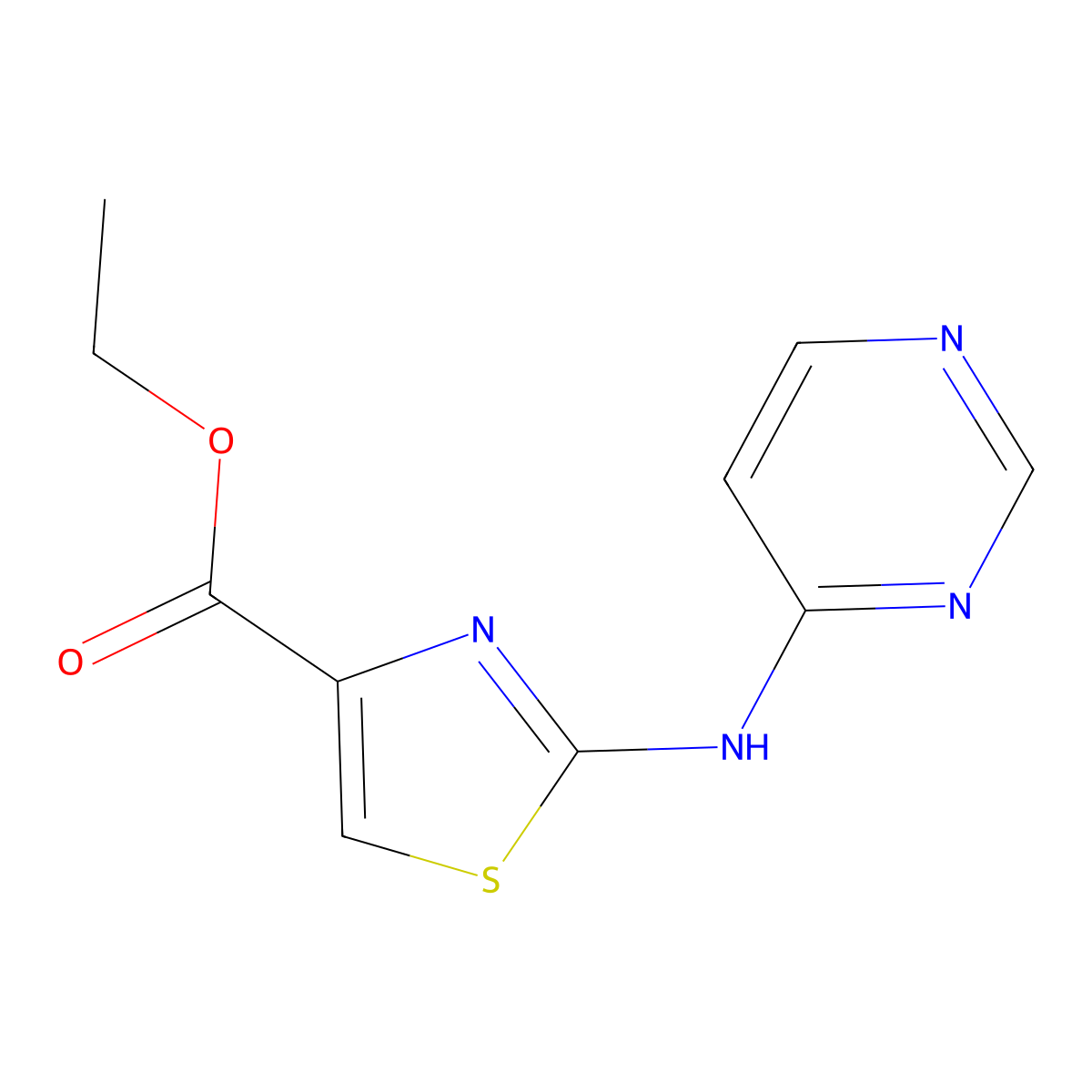 Ethyl 2-(pyrimidin-4-ylamino)thiazole-4-carboxylate molecular structure, CAS 2089648-70-2