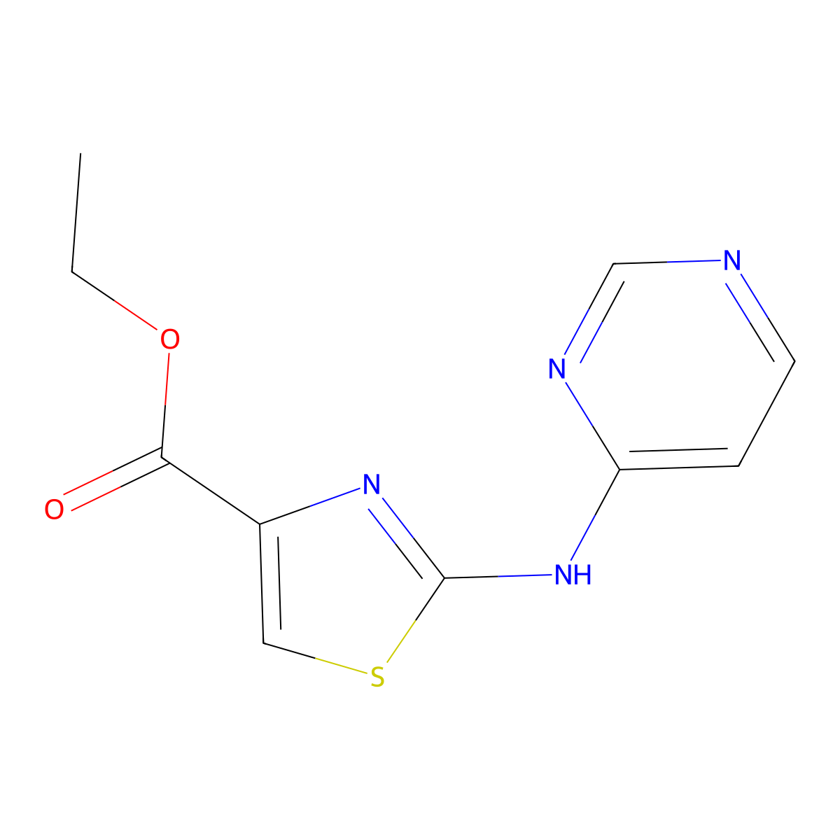 Ethyl 2-(pyrimidin-4-ylamino)thiazole-4-carboxylate molecular structure, CAS 2089648-70-2