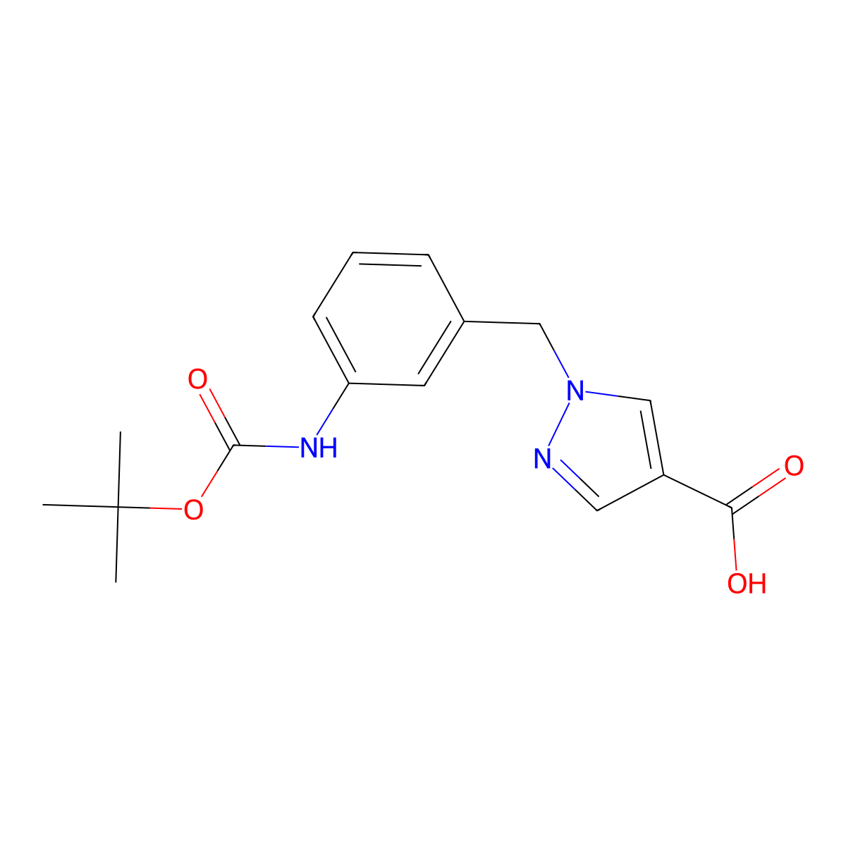 1-(3-((Tert-butoxycarbonyl)amino)benzyl)-1H-pyrazole-4-carboxylic acid molecular structure, CAS 2089648-72-4