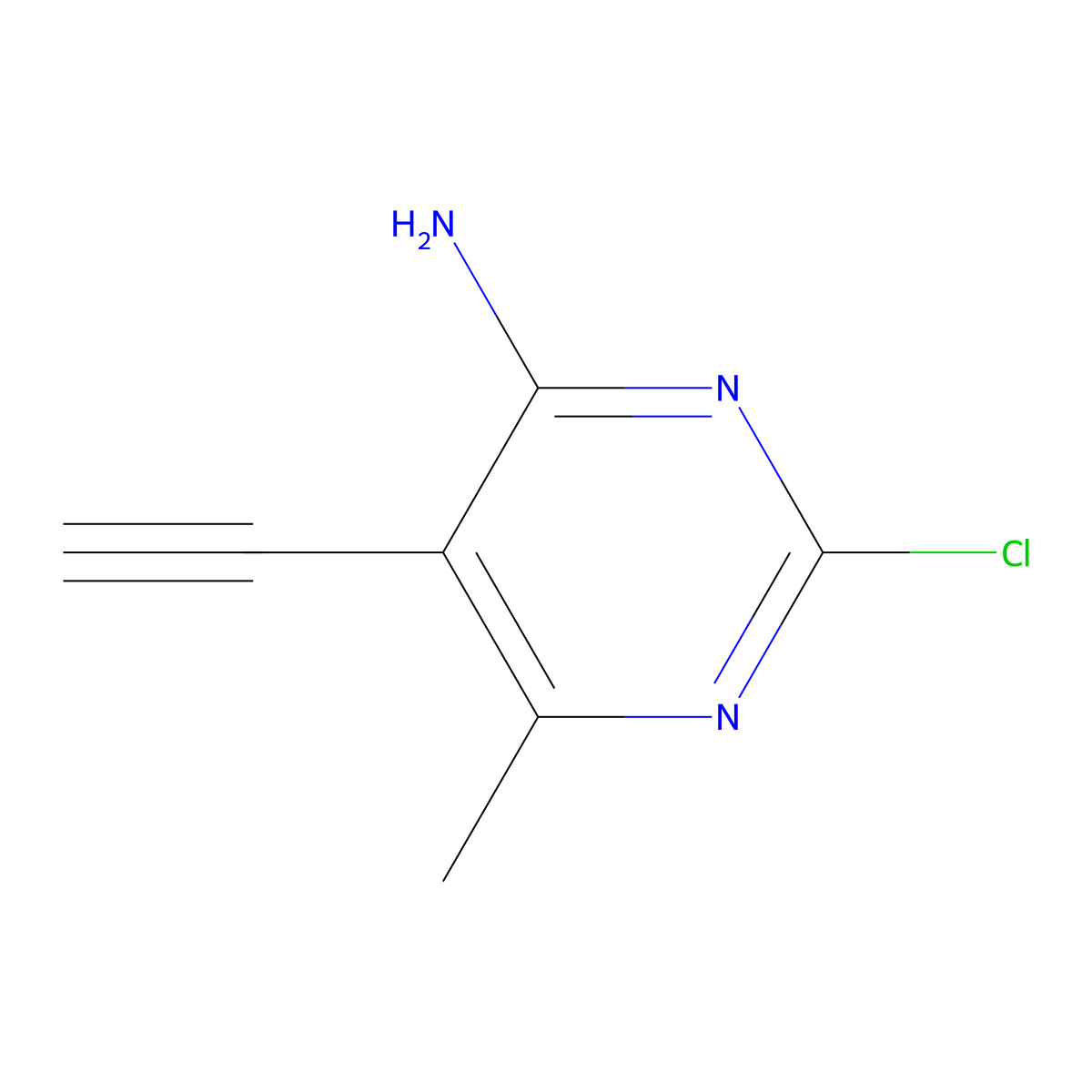 2-Chloro-5-ethynyl-6-methylpyrimidin-4-amine molecular structure, CAS 2089648-79-1