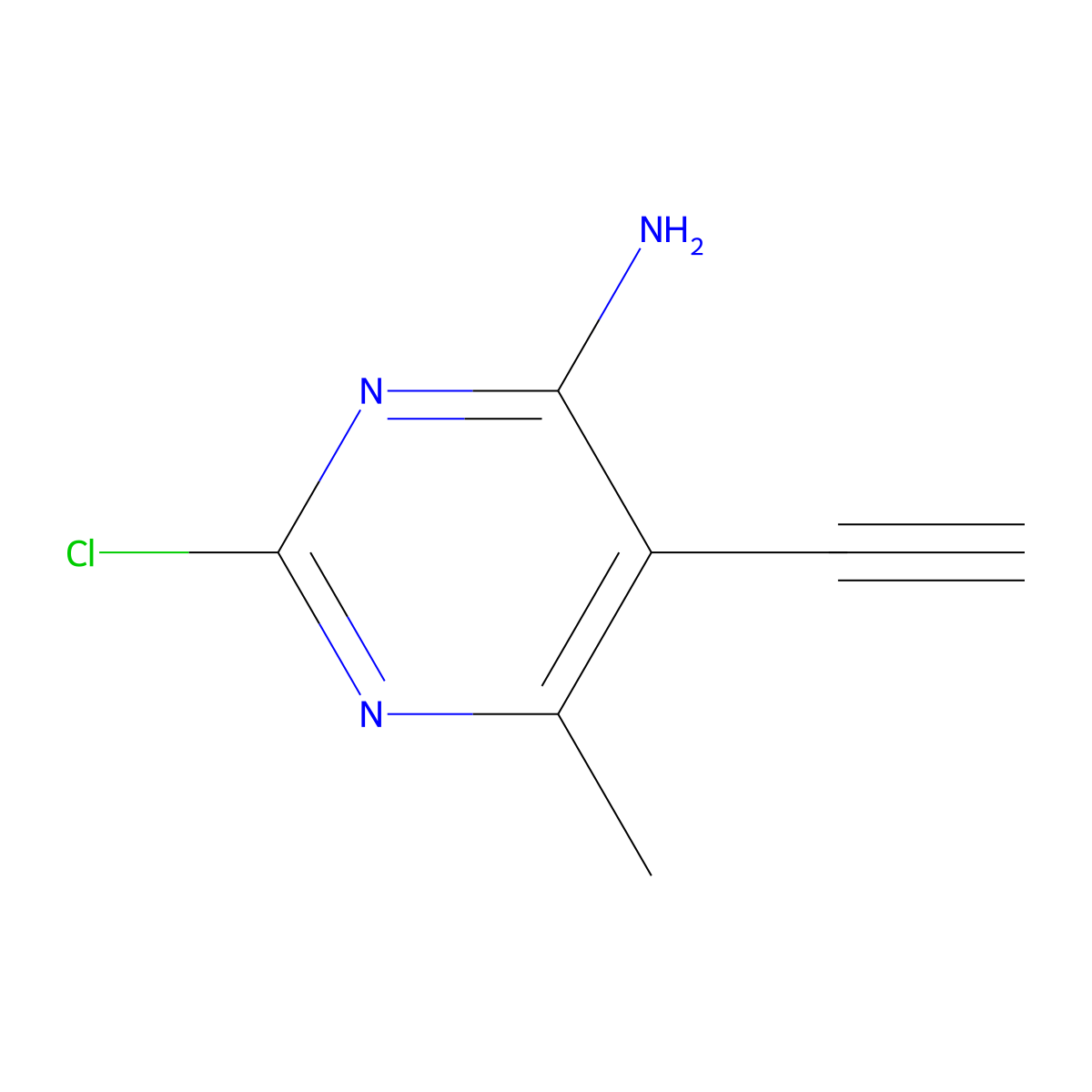 2-Chloro-5-ethynyl-6-methylpyrimidin-4-amine molecular structure, CAS 2089648-79-1