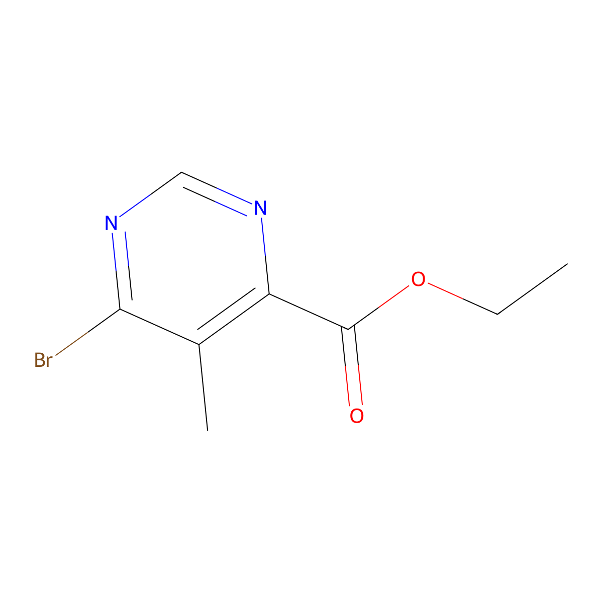 Ethyl 6-bromo-5-methylpyrimidine-4-carboxylate molecular structure, CAS 2089648-85-9