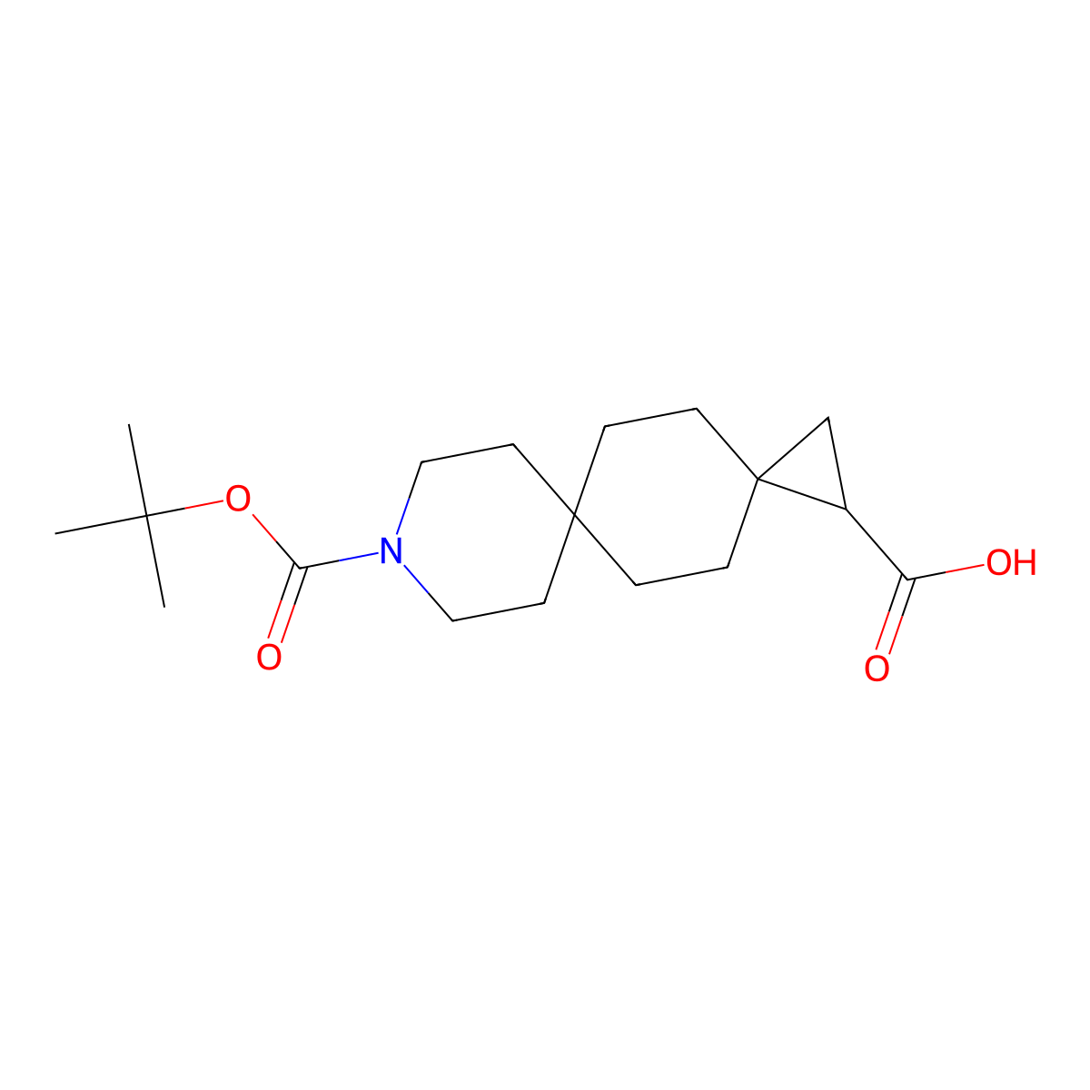 9-(Tert-butoxycarbonyl)-9-azadispiro[2.2.5(6).2(3)]tridecane-1-carboxylic acid molecular structure, CAS 2089649-05-6