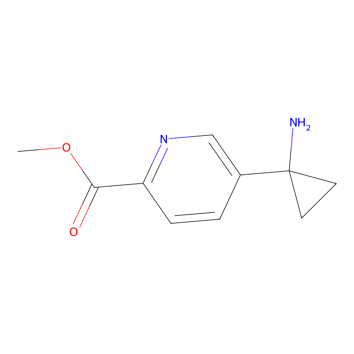 Methyl 5-(1-aminocyclopropyl)picolinate molecular structure, CAS 2089649-18-1