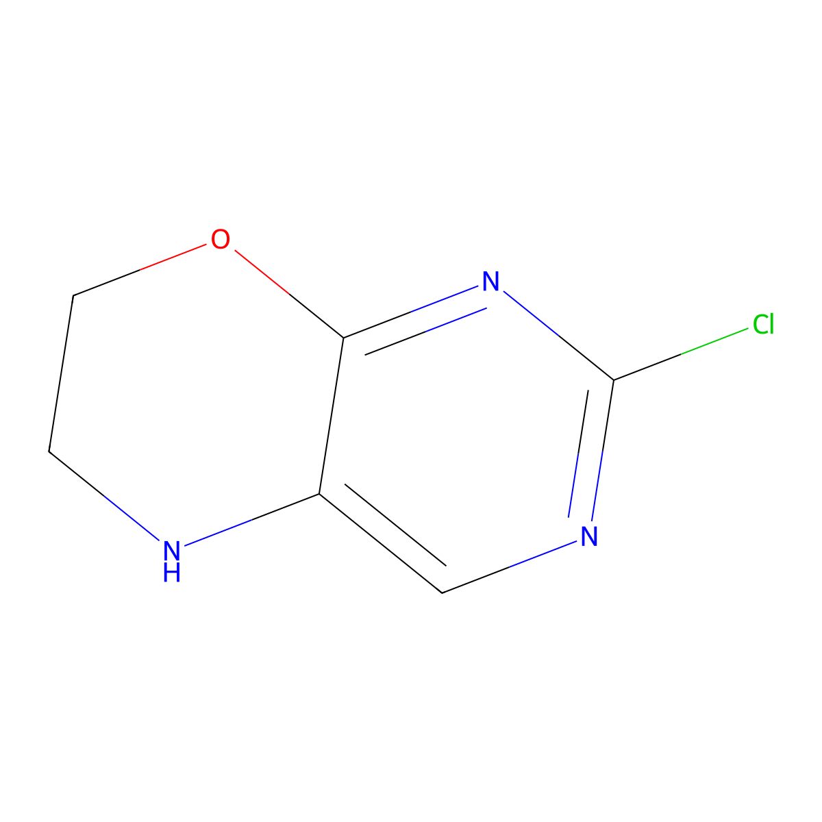 2-chloro-6,7-dihydro-5H-pyrimido[4,5-b][1,4]oxazine molecular structure, CAS 2089649-36-3