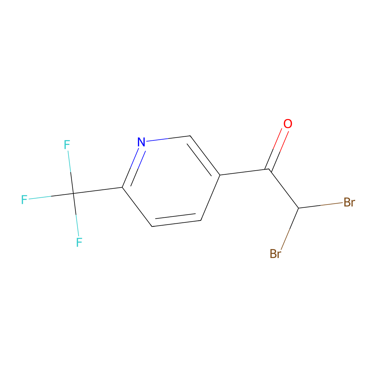 2,2-Dibromo-1-(6-(trifluoromethyl)pyridin-3-yl)ethanone molecular structure, CAS 2089649-39-6