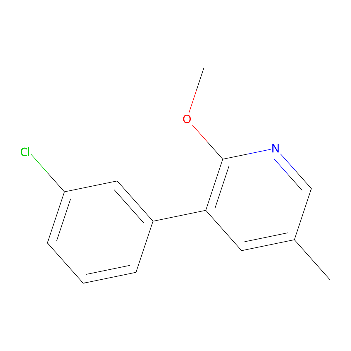 3-(3-Chlorophenyl)-2-methoxy-5-methylpyridine molecular structure, CAS 2089649-41-0