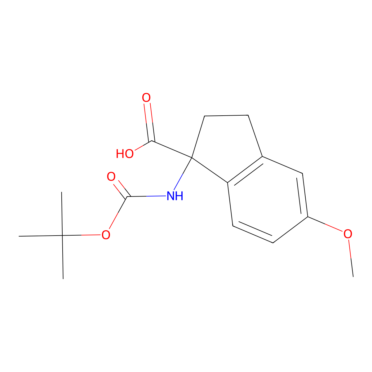 1-((Tert-butoxycarbonyl)amino)-5-methoxy-2,3-dihydro-1H-indene-1-carboxylic acid molecular structure, CAS 2089649-45-4