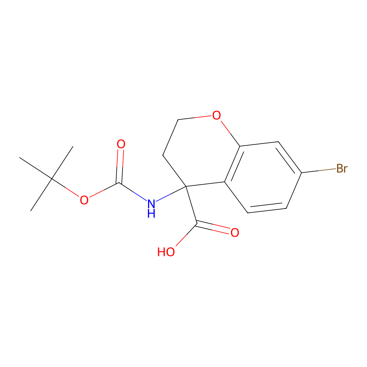 7-Bromo-4-((tert-butoxycarbonyl)amino)chromane-4-carboxylic acid molecular structure, CAS 2089649-47-6