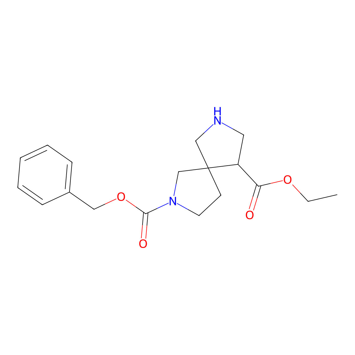 2-Benzyl 9-ethyl 2,7-diazaspiro[4.4]nonane-2,9-dicarboxylate molecular structure, CAS 2089649-56-7