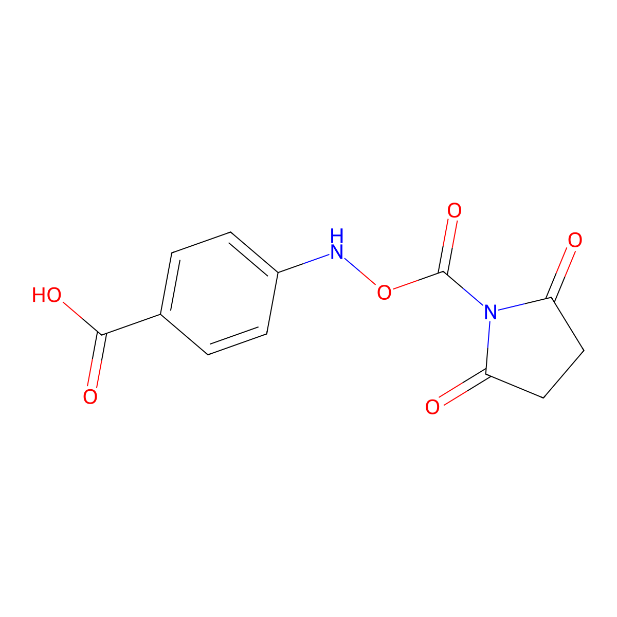 4-{[(2,5-Dioxopyrrolidine-1-yl)carbonyloxy]aminobenzoic acid molecular structure, CAS 2089649-57-8