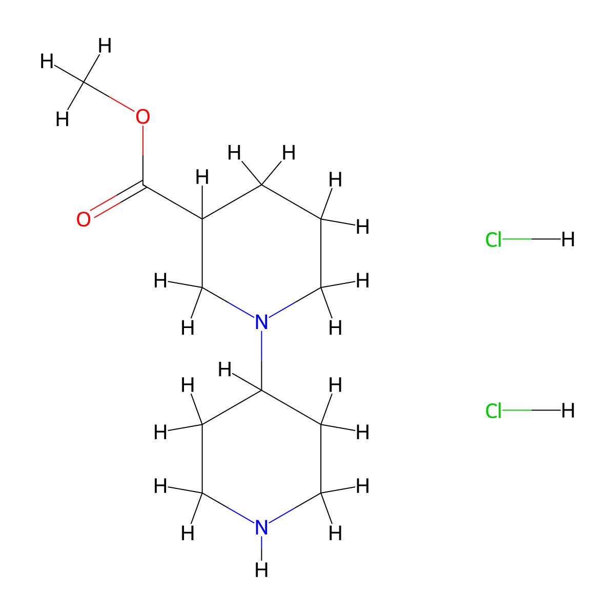 Methyl 1,4'-bipiperidine-3-carboxylate 2hcl molecular structure, CAS 2089649-64-7