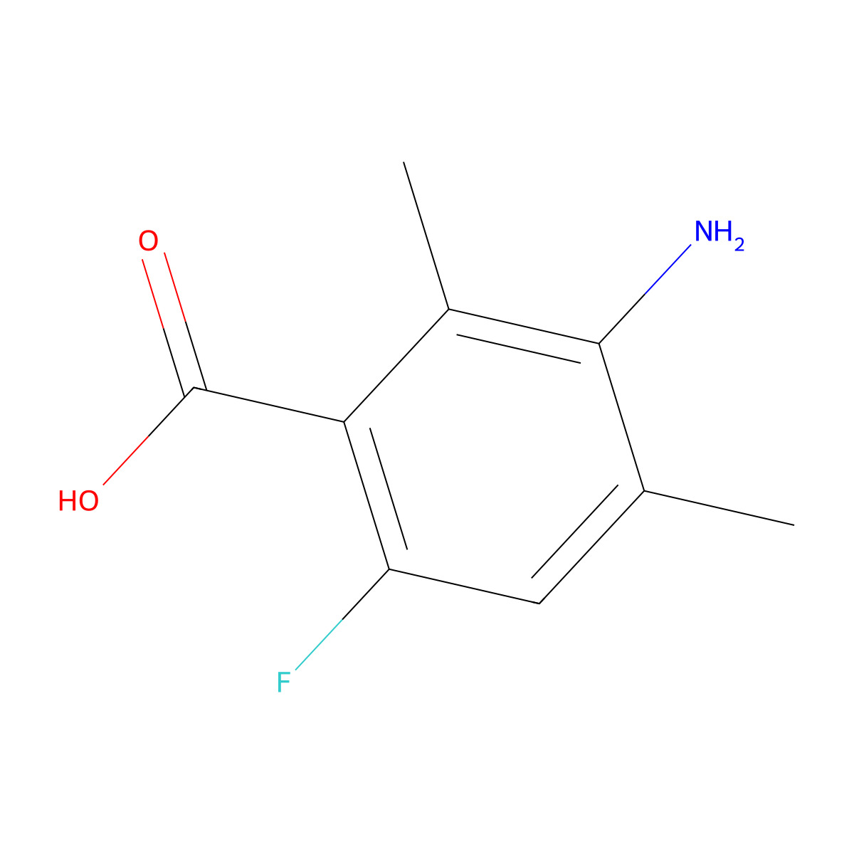3-Amino-6-fluoro-2,4-dimethylbenzoic acid molecular structure, CAS 2089649-68-1
