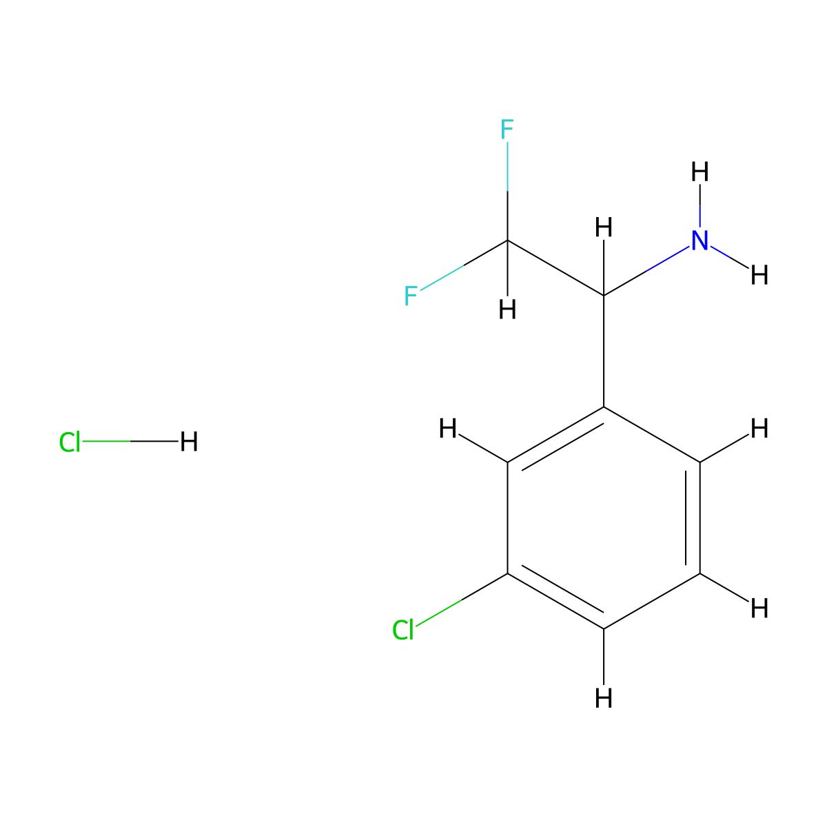 1-(3-Chlorophenyl)-2,2-difluoroethan-1-amine hcl molecular structure, CAS 2089649-74-9
