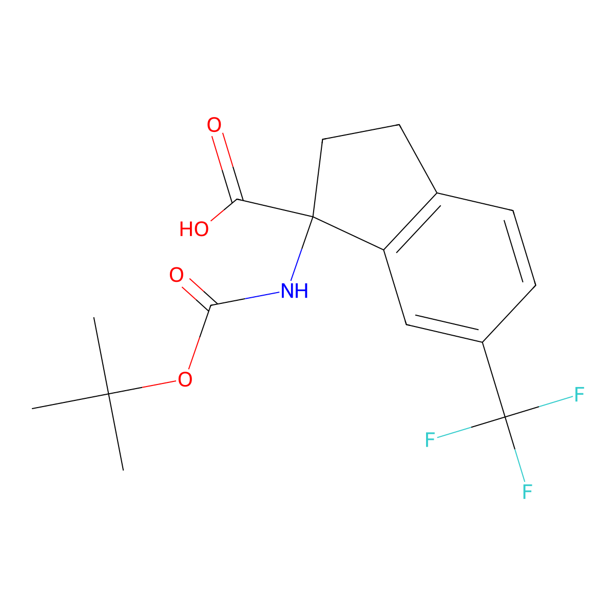 1-((Tert-butoxycarbonyl)amino)-6-(trifluoromethyl)-2,3-dihydro-1H-indene-1-carboxylic acid molecular structure, CAS 2089649-76-1