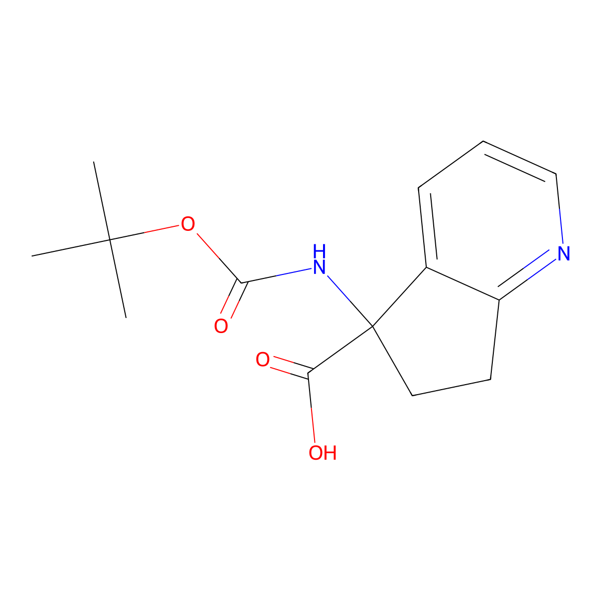 5-((Tert-butoxycarbonyl)amino)-6,7-dihydro-5H-cyclopenta[B]pyridine-5-carboxylic acid molecular structure, CAS 2089649-80-7