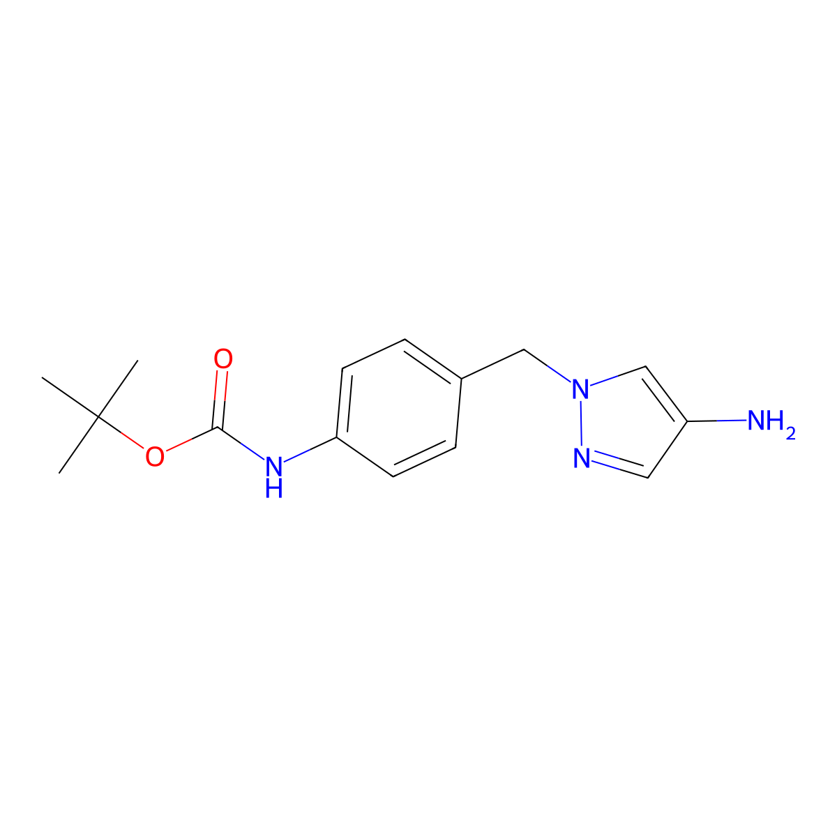 tert-butyl N-{4-[(4-amino-1H-pyrazol-1-yl)methyl]phenyl}carbamate molecular structure, CAS 2089649-83-0