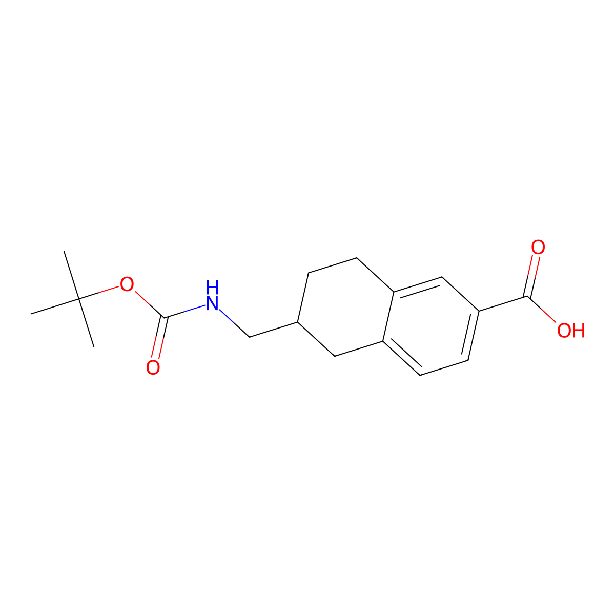 6-(((Tert-butoxycarbonyl)amino)methyl)-5,6,7,8-tetrahydronaphthalene-2-carboxylic acid molecular structure, CAS 2089649-85-2