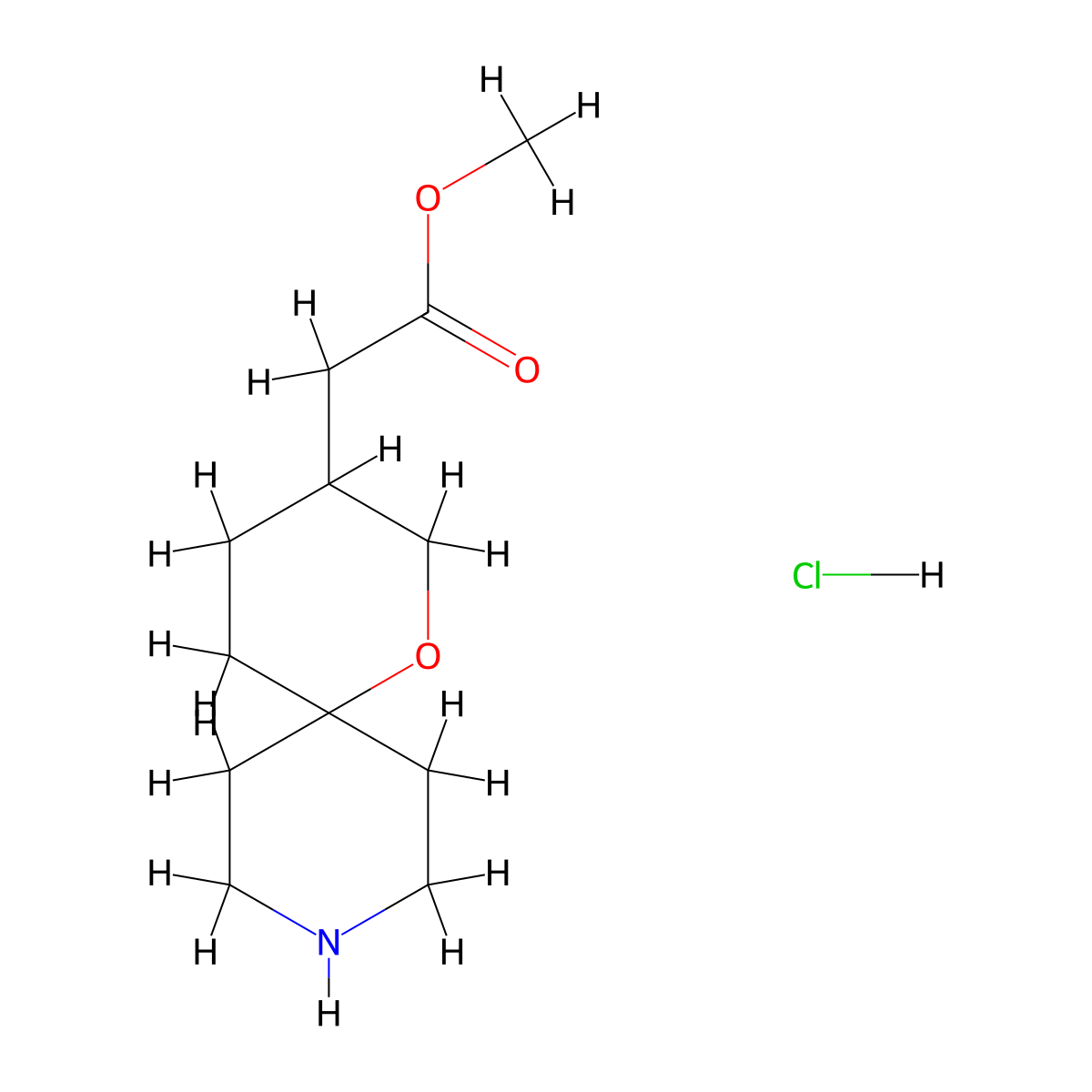 Methyl 2-(1-oxa-9-azaspiro[5.5]undecan-3-YL)acetate hcl molecular structure, CAS 2089649-90-9