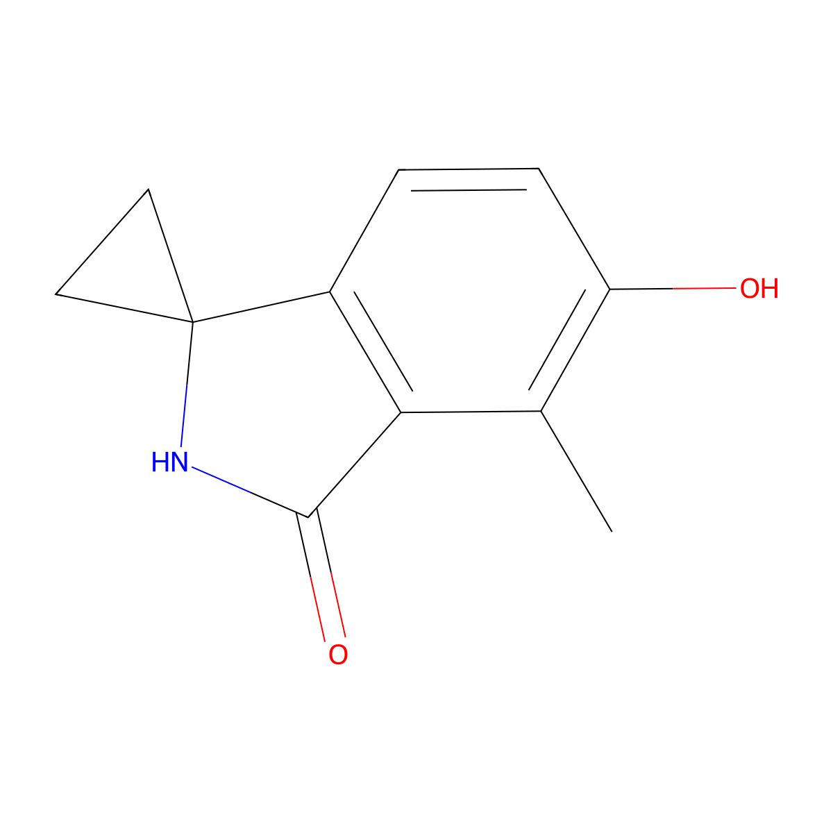 5'-Hydroxy-4'-methylspiro[cyclopropane-1,1'-isoindolin]-3'-one molecular structure, CAS 2089649-94-3