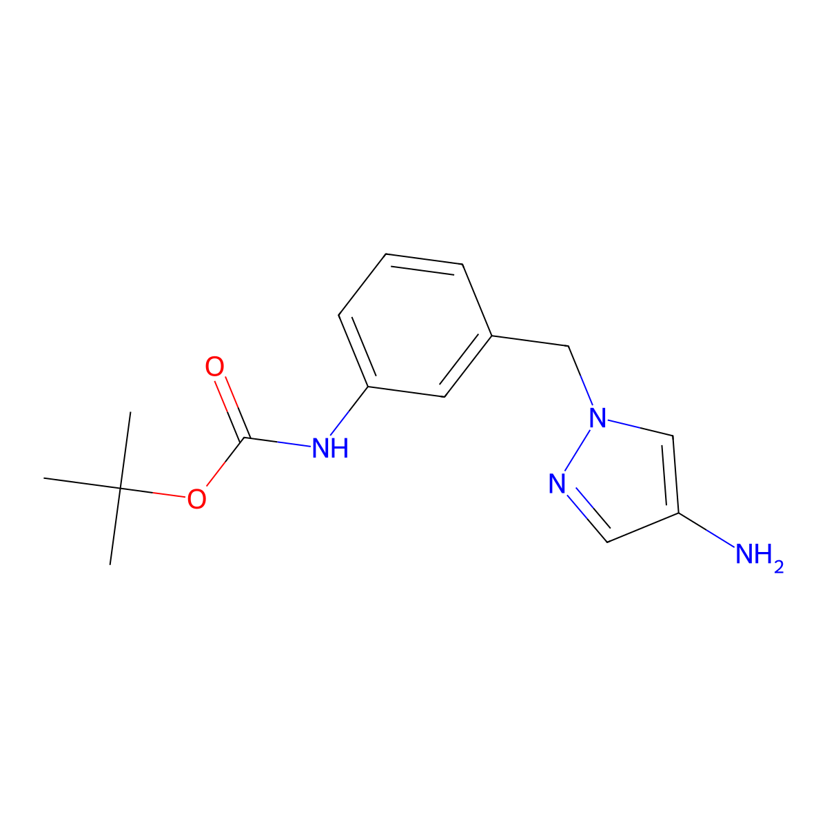 Tert-butyl (3-((4-amino-1H-pyrazol-1-YL)methyl)phenyl)carbamate molecular structure, CAS 2089649-96-5