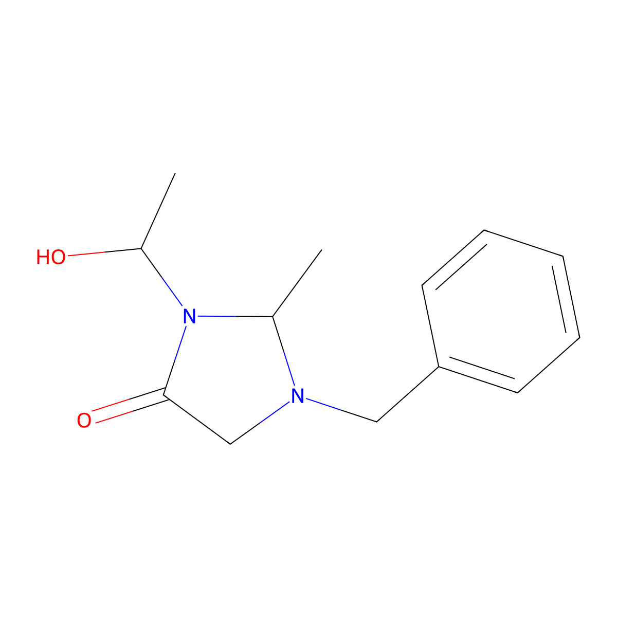 1-Benzyl-3-(1-hydroxyethyl)-2-methylimidazolidin-4-one molecular structure, CAS 2089650-05-3