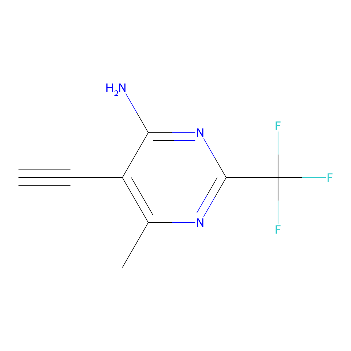 5-Ethynyl-6-methyl-2-(trifluoromethyl)pyrimidin-4-amine molecular structure, CAS 2089650-06-4