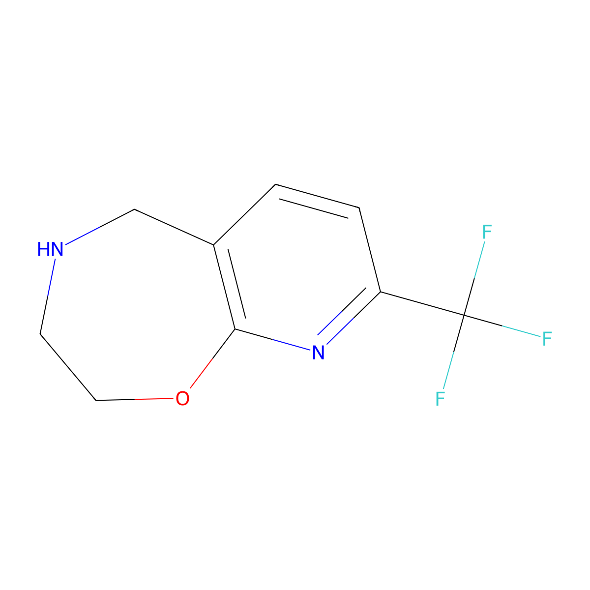 8-(Trifluoromethyl)-2,3,4,5-tetrahydropyrido[3,2-F][1,4]oxazepine molecular structure, CAS 2089650-07-5