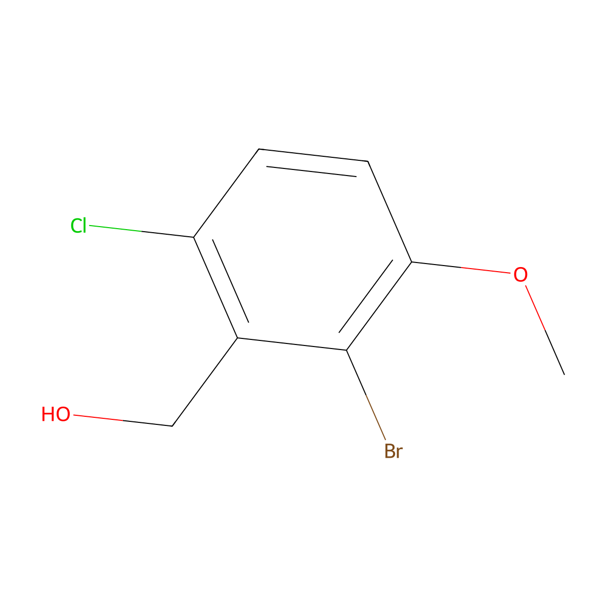 (2-Bromo-6-chloro-3-methoxyphenyl)methanol molecular structure, CAS 2089650-10-0