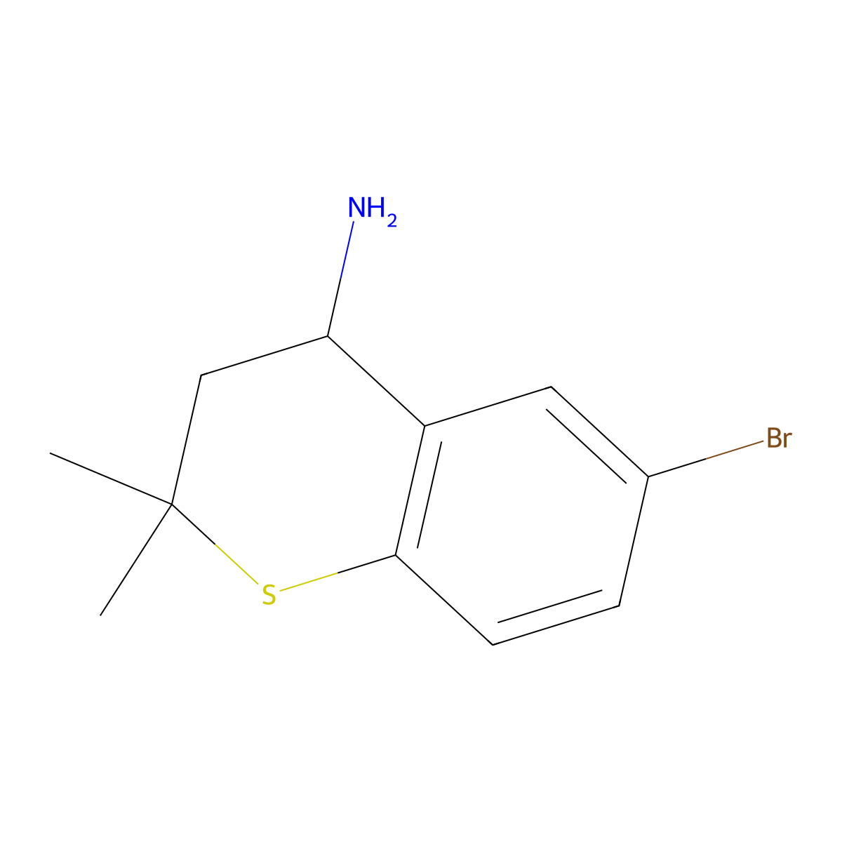 6-Bromo-2,2-dimethylthiochroman-4-amine molecular structure, CAS 2089650-12-2