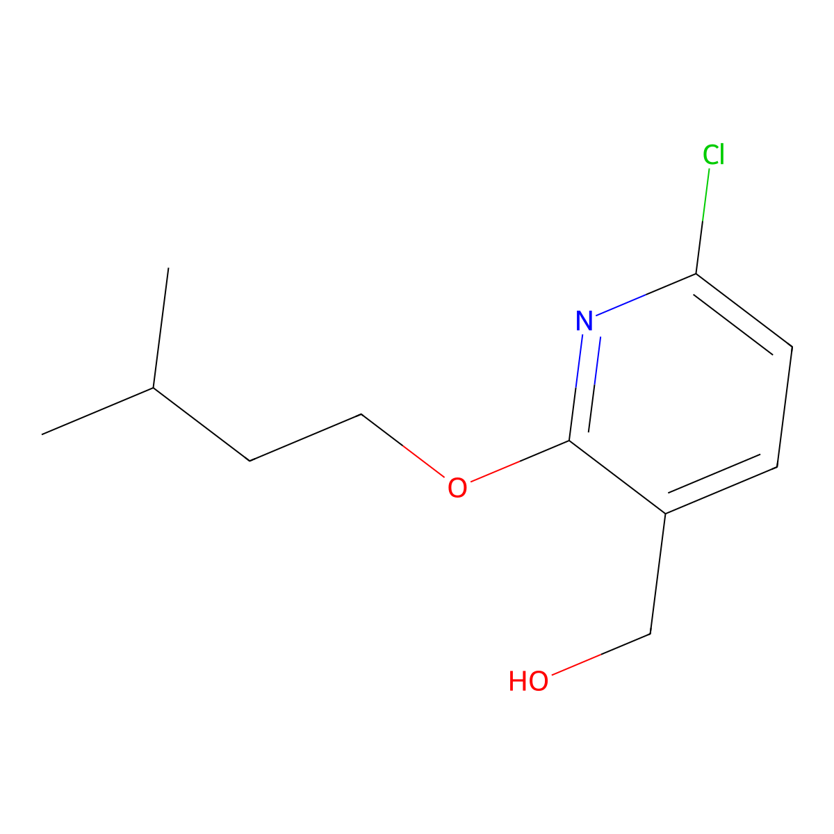 (6-Chloro-2-(isopentyloxy)pyridin-3-YL)methanol molecular structure, CAS 2089650-16-6