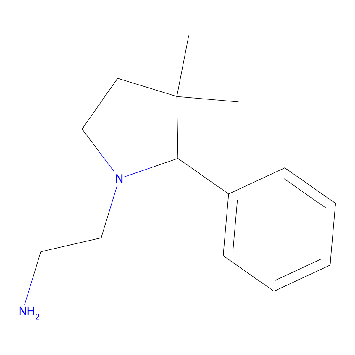 2-(3,3-Dimethyl-2-phenylpyrrolidin-1-YL)ethan-1-amine molecular structure, CAS 2089650-17-7