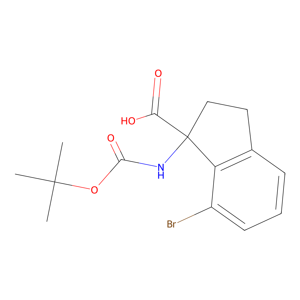 7-Bromo-1-((tert-butoxycarbonyl)amino)-2,3-dihydro-1H-indene-1-carboxylic acid molecular structure, CAS 2089650-19-9