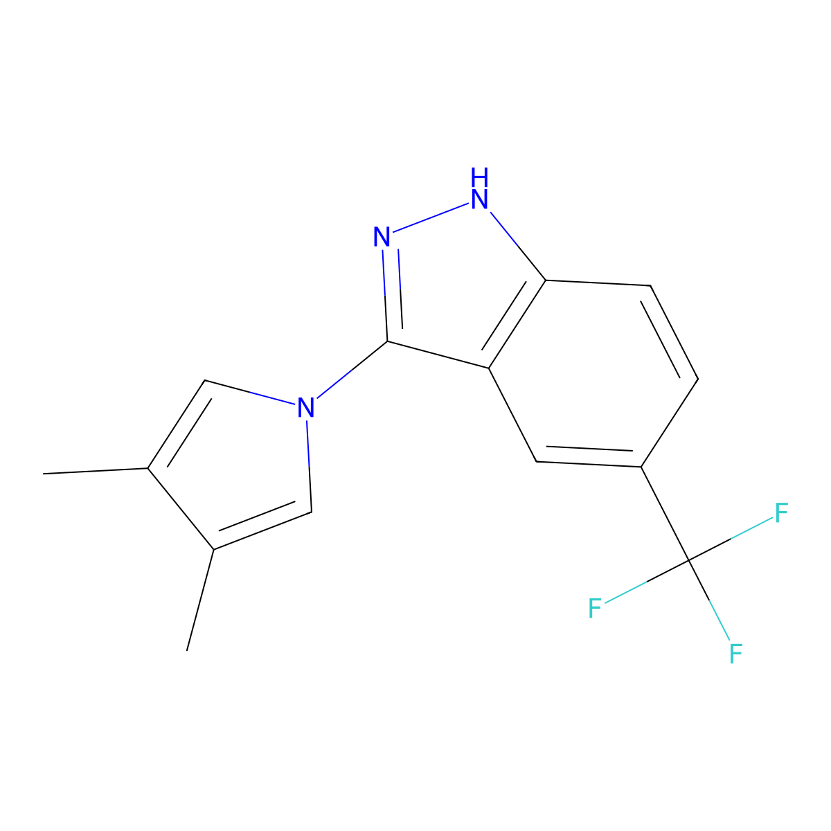 3-(3,4-Dimethyl-1H-pyrrol-1-yl)-5-(trifluoromethyl)-1h-indazole molecular structure, CAS 2089650-22-4