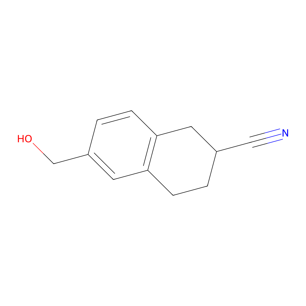 6-(Hydroxymethyl)-1,2,3,4-tetrahydronaphthalene-2-carbonitrile molecular structure, CAS 2089650-29-1