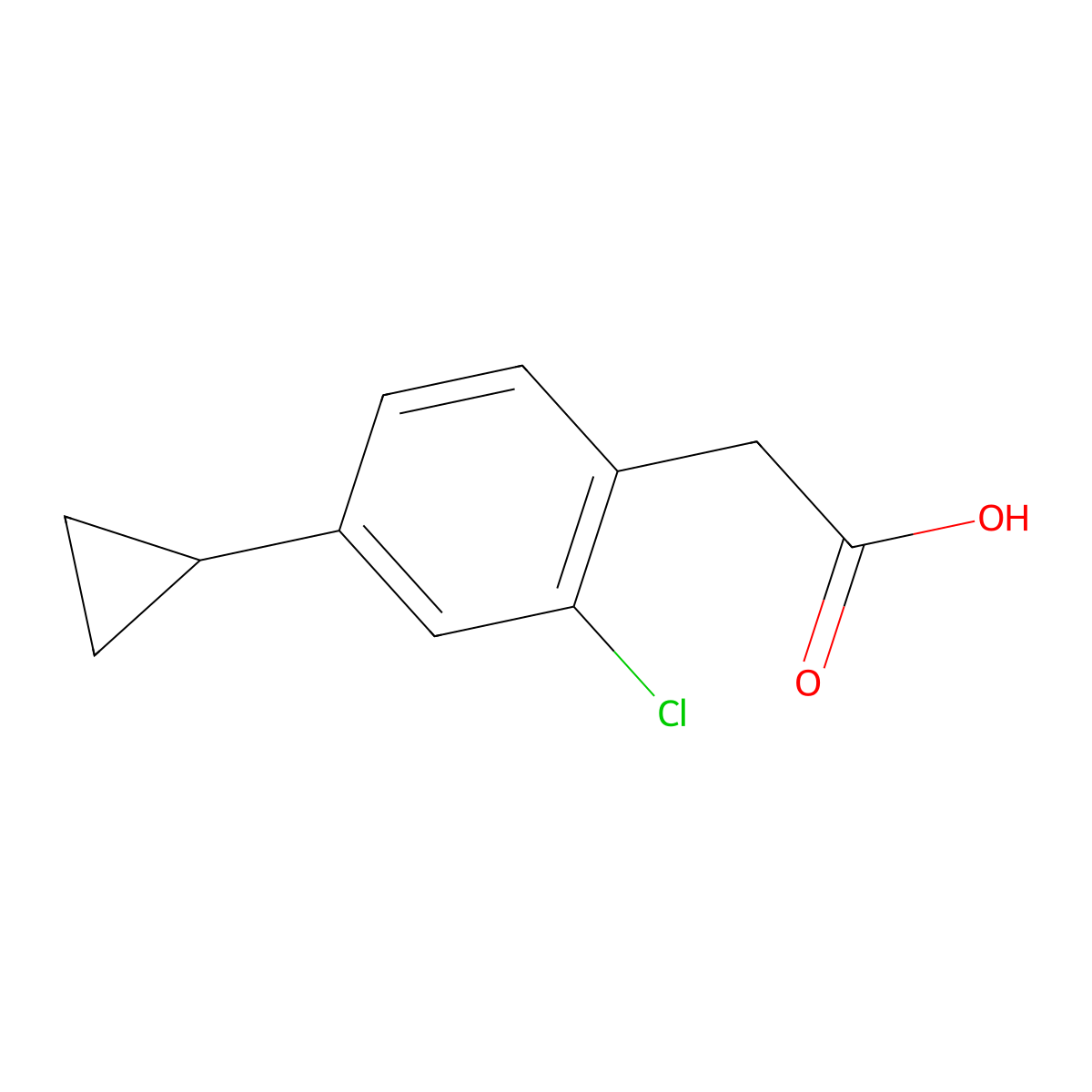 2-(2-Chloro-4-cyclopropylphenyl)acetic acid molecular structure, CAS 2089650-32-6