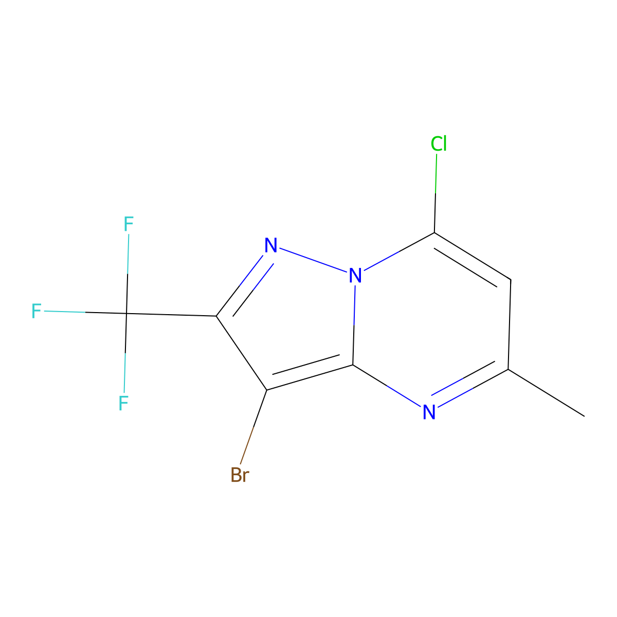 3-Bromo-7-chloro-5-methyl-2-(trifluoromethyl)pyrazolo[1,5-A]pyrimidine molecular structure, CAS 2089650-35-9