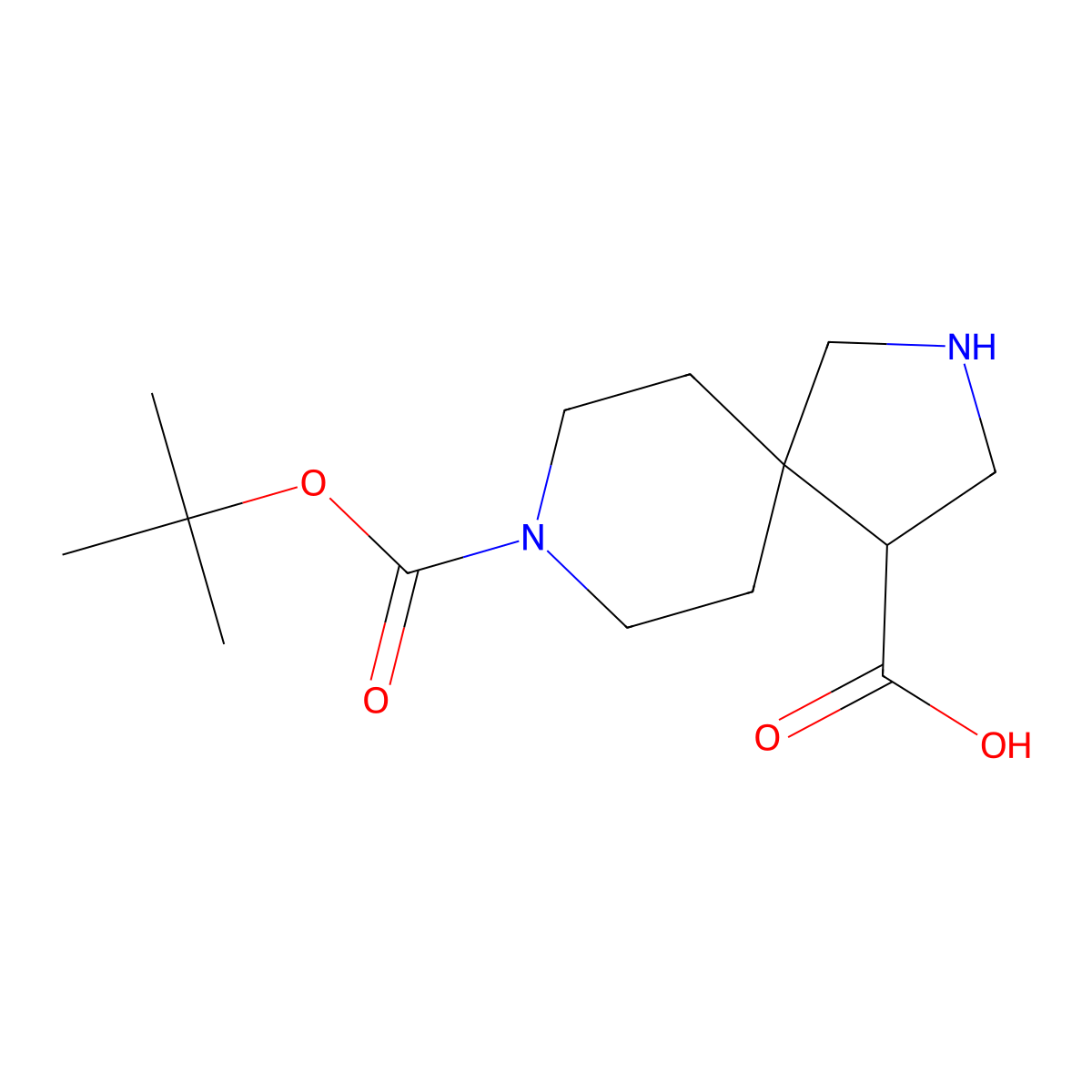 8-((Tert-butoxy)carbonyl)-2,8-diazaspiro(4.5)decane-4-carboxylic acid molecular structure, CAS 2089650-38-2
