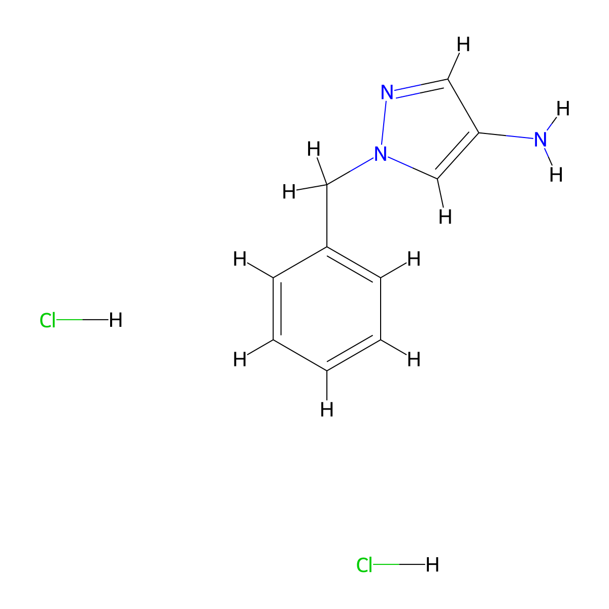 1-Benzyl-1H-pyrazol-4-amine 2hcl molecular structure, CAS 2089650-45-1