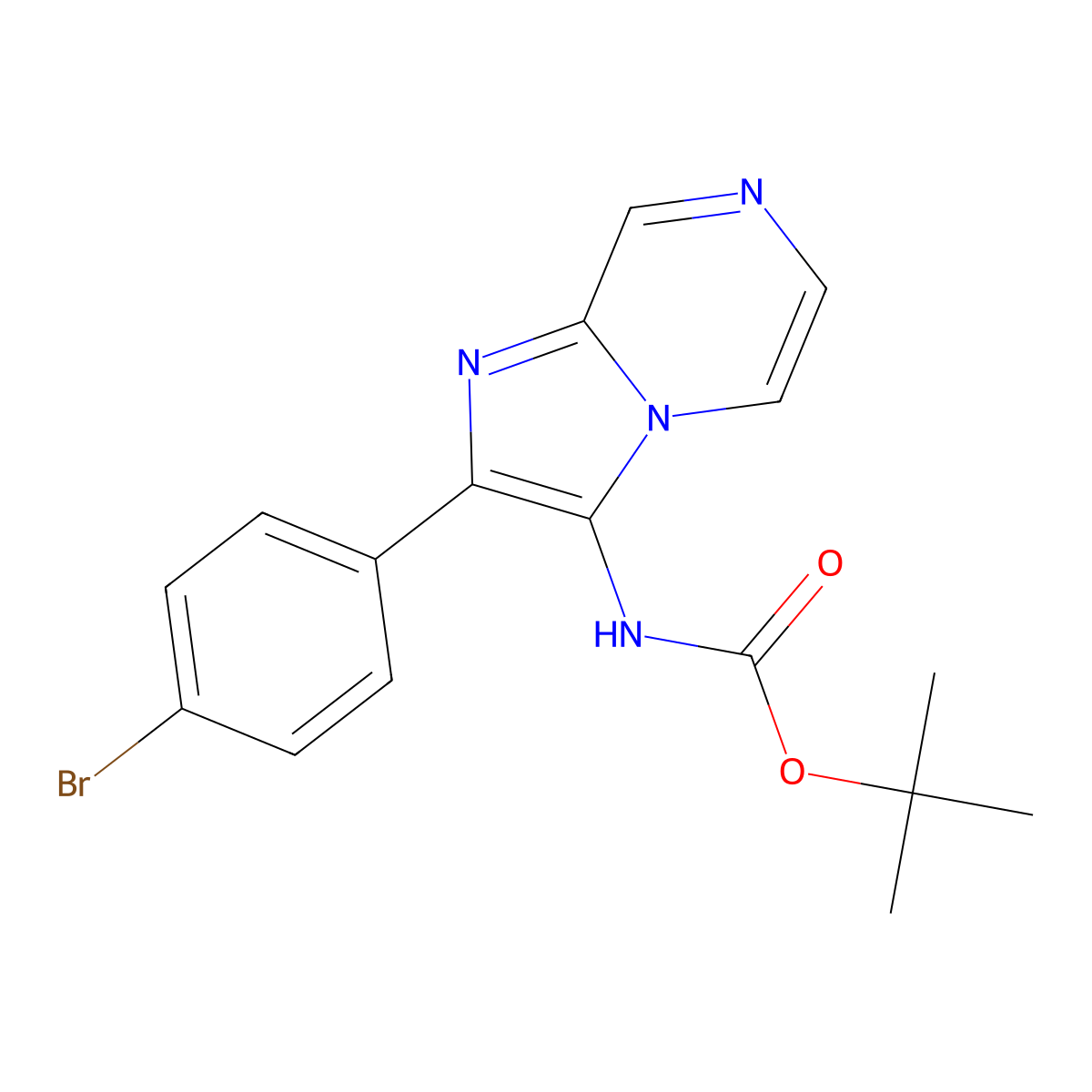 Tert-butyl (2-(4-bromophenyl)imidazo[1,2-A]pyrazin-3-YL)carbamate molecular structure, CAS 2089650-57-5