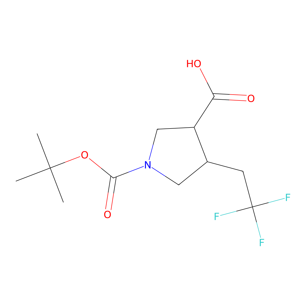 rac-(3R,4R)-1-((tert-butoxy)carbonyl)-4-(2,2,2-trifluoroethyl)pyrrolidine-3-carboxylic acid molecular structure, CAS 2089650-63-3