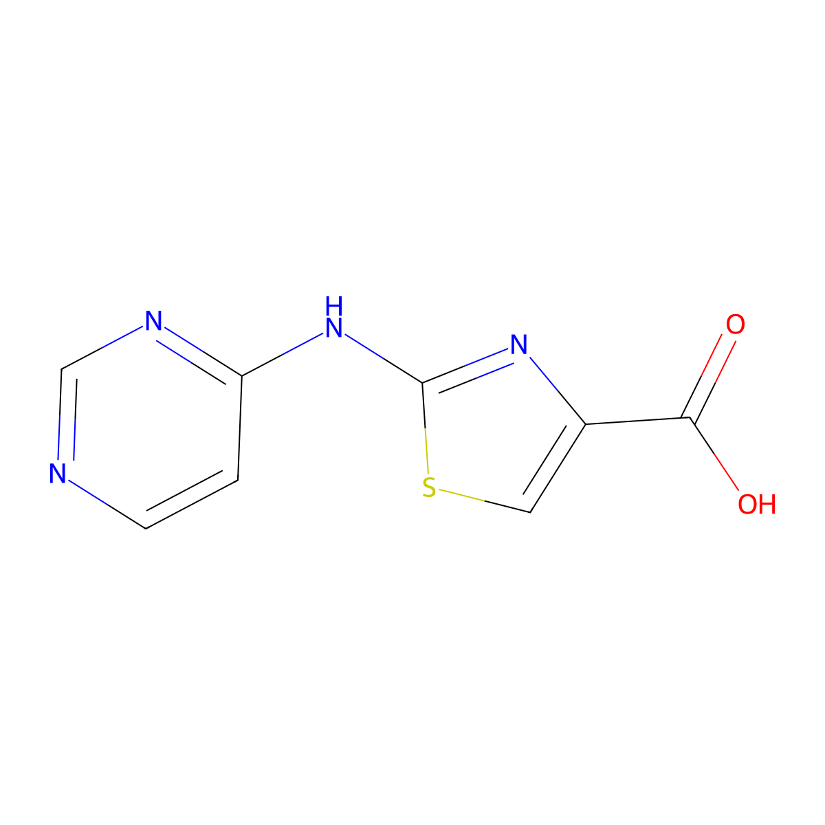2-(Pyrimidin-4-ylamino)thiazole-4-carboxylic acid molecular structure, CAS 2089650-69-9