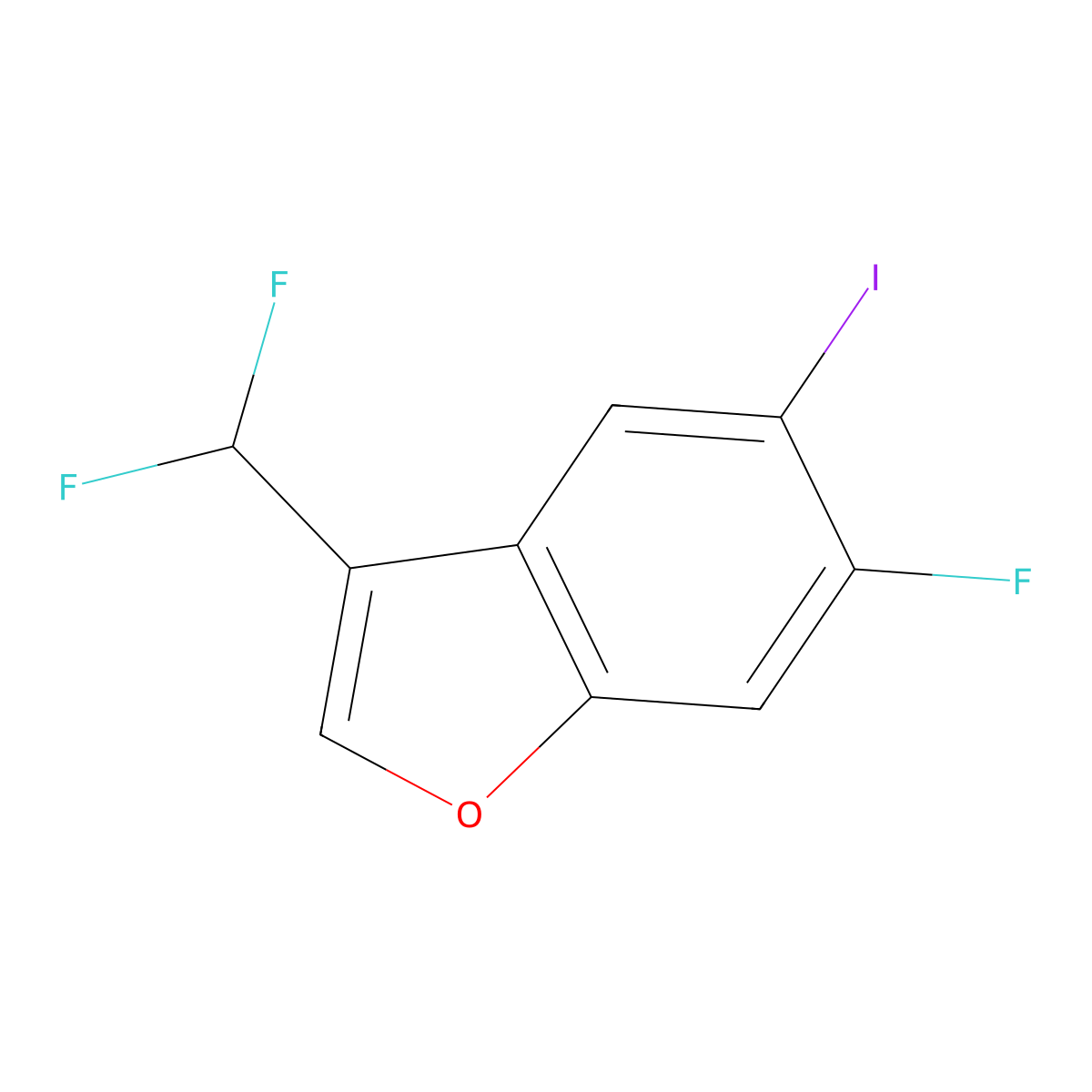 3-(Difluoromethyl)-6-fluoro-5-iodobenzofuran molecular structure, CAS 2089650-73-5