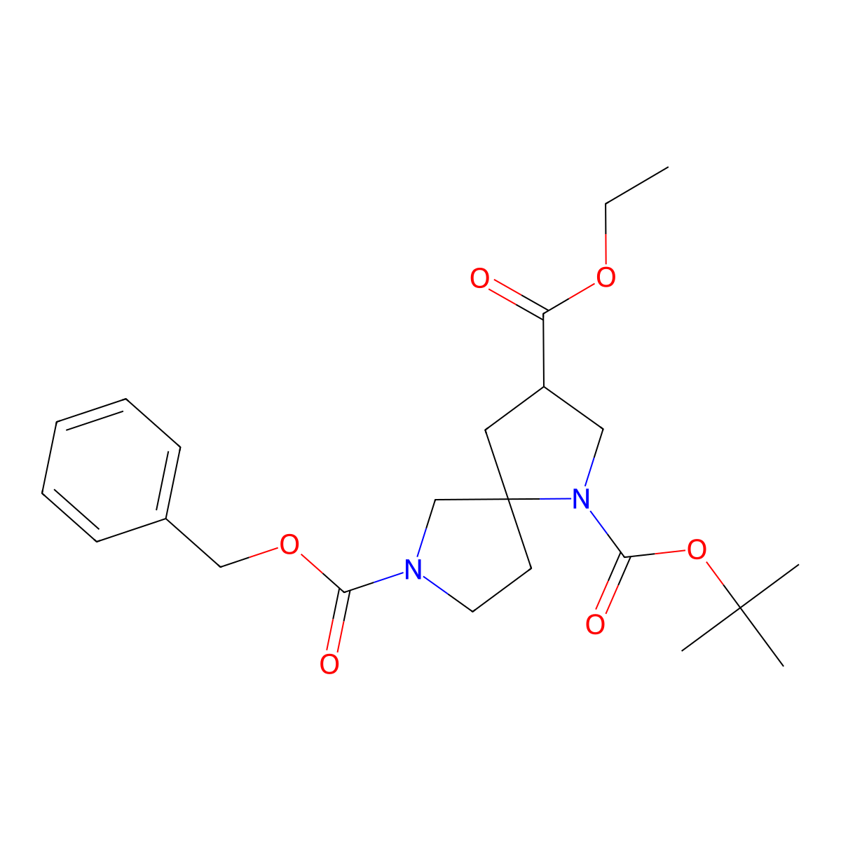 7-Benzyl 1-(tert-butyl) 3-ethyl 1,7-diazaspiro[4.4]nonane-1,3,7-tricarboxylate molecular structure, CAS 2089650-76-8