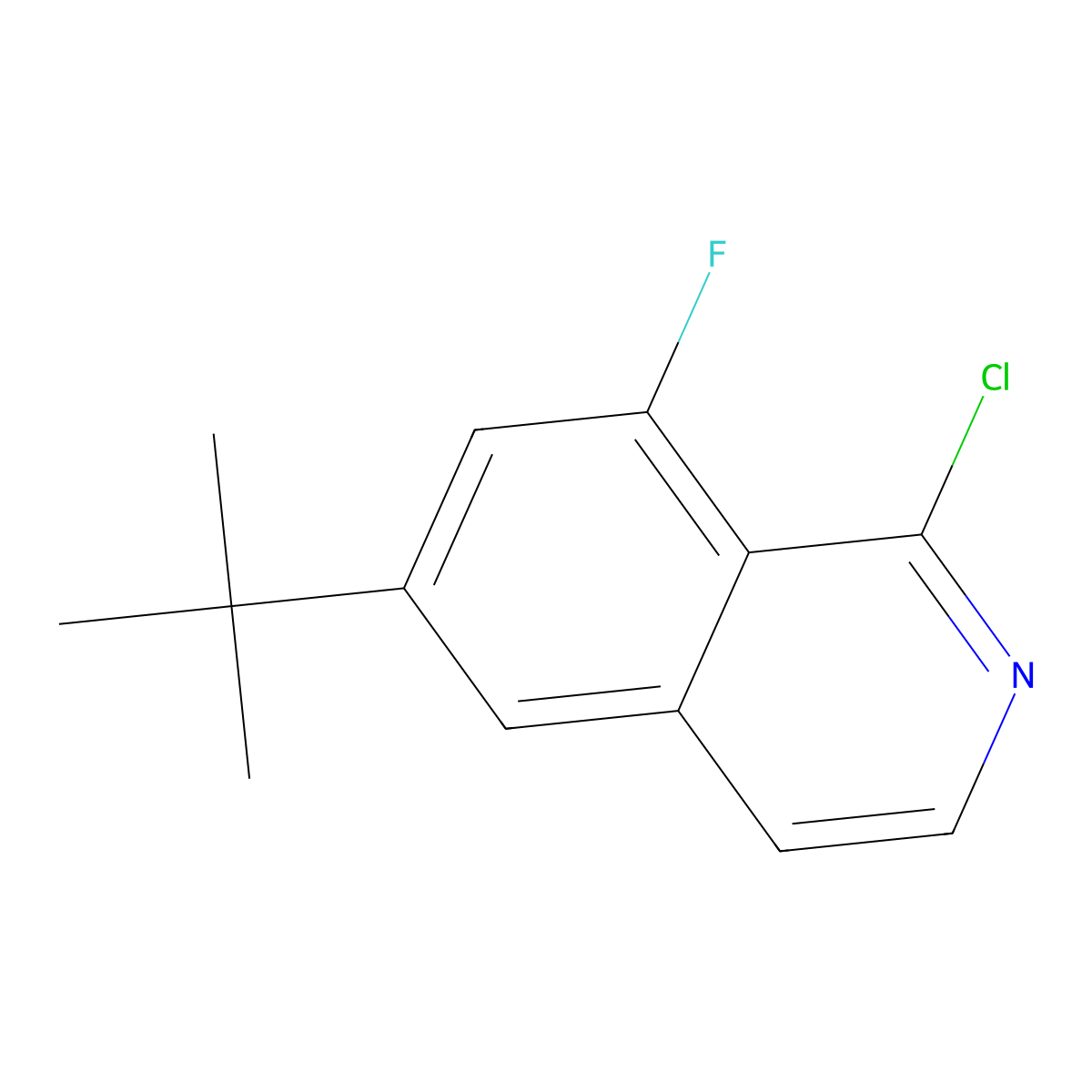 6-(Tert-butyl)-1-chloro-8-fluoroisoquinoline molecular structure, CAS 2089650-77-9